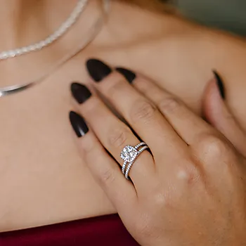 Bilde nummer 2 av 2-i-1 ring i 925 sølv med zirkonia