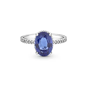 Bilde nummer 2 av Pandora Timeless, Ring i 925 sølv med blå krystall