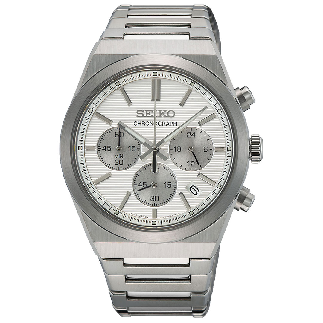 Seiko Mens Sports SSB451P1 -  Kvarts - Sølv - Herreklokker - Rustfritt stål - ledd m/pin - Safir