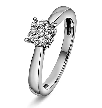 Aimee diamantring i 375 hvitt gull 0,25 ct