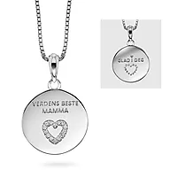 Pan Jewelry, Smykke i 925 sølv med zirkonia teksten VERDENS BESTE MAMMA