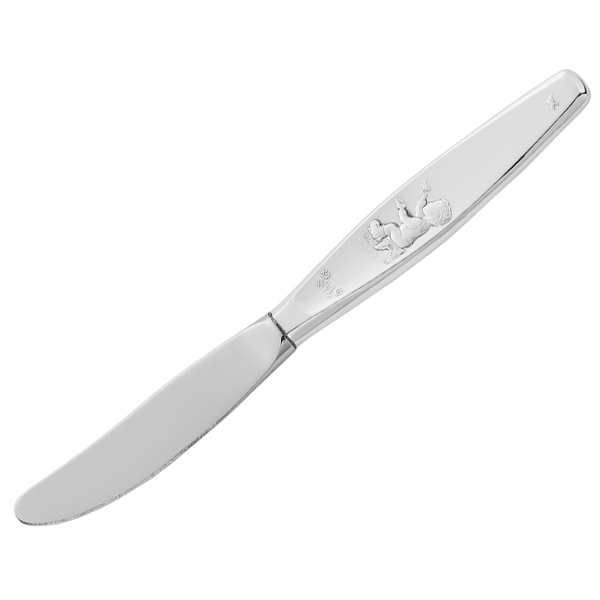 Eik, Metter liten fugl gutt Kniv i 925 sølv med stålklinge