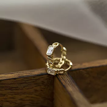 Bilde nummer 4 av Pan Jewelry, Øreringer i forgylt 925 sølv med hvit zirkonia