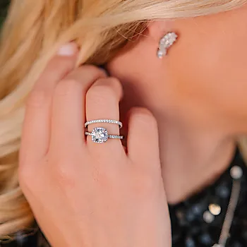 Bilde nummer 3 av 2-i-1 ring i 925 sølv med zirkonia