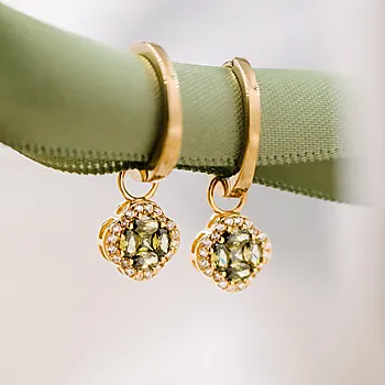 Bilde nummer 2 av Pan Jewelry, Ivy øreringer i forgylt 925 sølv med oliven zirkonia