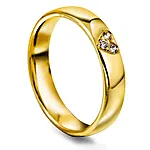 Giftering i 375 gult gull med diamanter og hjerte 0,06 CT | 4 mm bredde