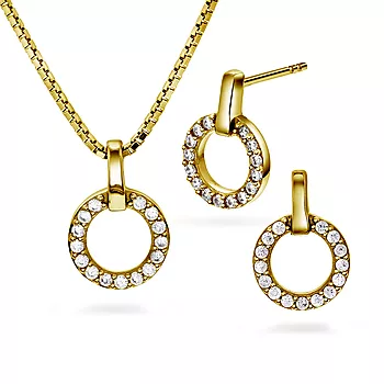 Pan Jewelry, Smykkesett i 925 sølv med zirkonia og åpen sirkel