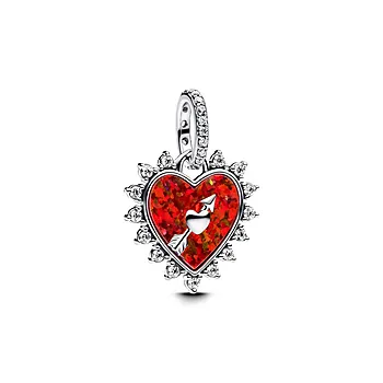 Pandora Moments, Charms i 925 sølv med rødt hjerte med pil