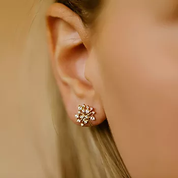 Bilde nummer 2 av Pan Jewelry, Øredobber i 585 gult gull med zirkonia og livets tre