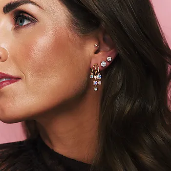 Bilde nummer 2 av Butterflies øredobber i forgylt messing med krystall