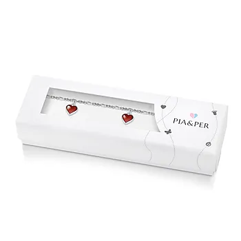 Bilde nummer 2 av Armbånd til barn i 925 sølv med røde hjerter