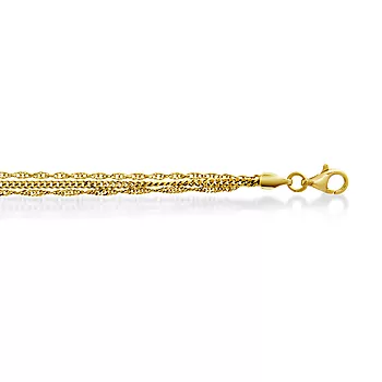 Pan Jewelry, Gradert 3 radet kjede i forgylt 925 sølv, 60 cm