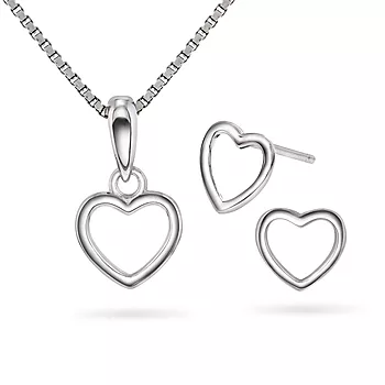 Pan Jewelry, Smykkesett i 925 sølv med hjerte
