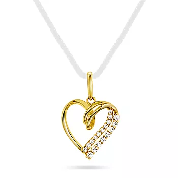 Pan Jewelry, Anheng i 585 gult gull med zirkonia og hjerte