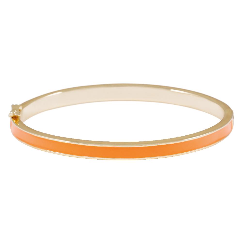 Snö of Sweden, Domino armring i forgylt messing med orange epoxy