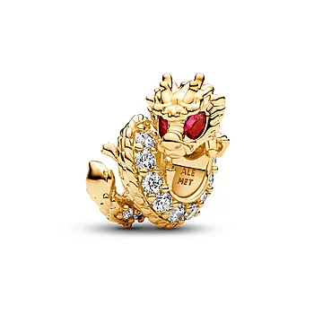 Charms i forgylt med drage