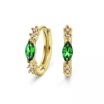 Pan Jewelry, Øreringer i forgylt 925 sølv med grønn zirkonia