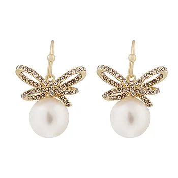 Ribbon øredobber i forgylt messing med sløyfe