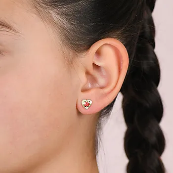 Bilde nummer 2 av Øredobber til barn i 925 sølv med rose hjerte