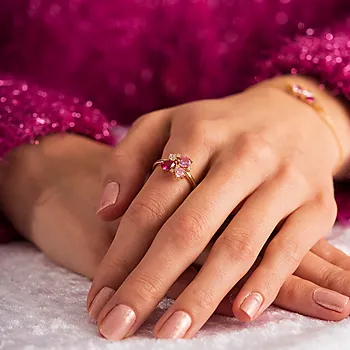 Bilde nummer 2 av Pan Jewelry, Ring i forgylt 925 sølv med rosa zirkonia