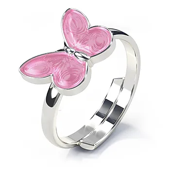 Ring til barn i 925 sølv med rosa sommerfugl