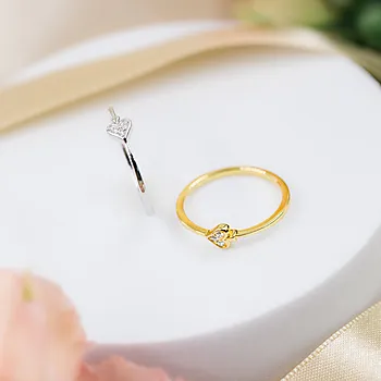 Bilde nummer 2 av Pan Jewelry, Ring med hjerte og zirkonia i forgylt 925 sølv