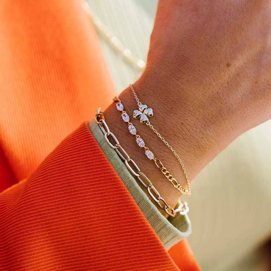 Bilde nummer 2 av Pan Jewelry, Armbånd i forgylt 925 sølv med firkløver