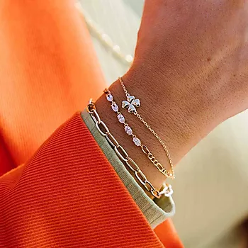 Bilde nummer 2 av Pan Jewelry, Armbånd i forgylt 925 sølv med firkløver
