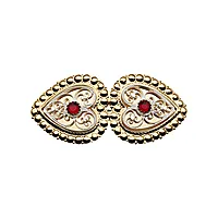 Hårspenne i 830 forgylt sølv med rød sten