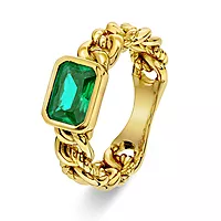 Pan Jewelry, Ring i forgylt 925 sølv med grønn zirkonia