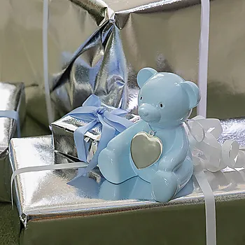 Bilde nummer 4 av Sparebøsse til barn med bamse i lyseblå