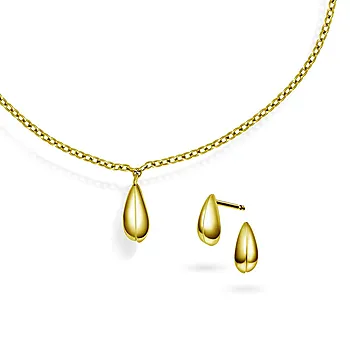 Pan Jewelry, Armbånd og øredobber  i forgylt 925 sølv med dråpe