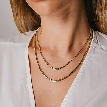 Bilde nummer 2 av Slange kjede i 925 forgylt sølv 2 radet