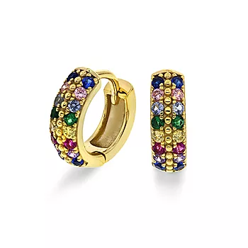 Janne Formoe by Pan Jewelry, Øredobber i forgylt sølv med fargede zirkonia