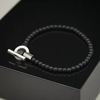 Bilde nummer 3 av Bear armbånd i stål og sort agat