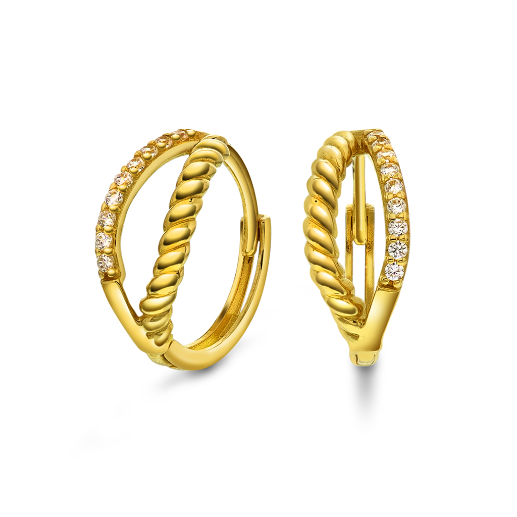 Pan Jewelry, Øreringer i 585 gult gull med zirkonia