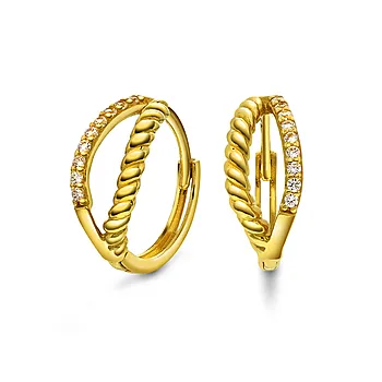 Pan Jewelry, Øreringer i 585 gult gull med zirkonia
