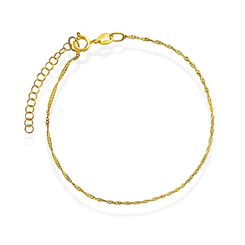 Pan Jewelry, Singapore armbånd i 925 forgylt sølv, 19 cm
