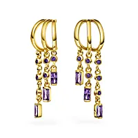Pan Jewelry, Rio Radiance øredobber i forgylt 925 sølv med lilla zirkonia