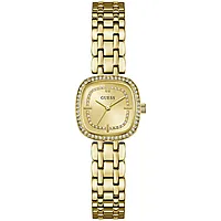 Dameklokke i gullfarget stål med krystaller