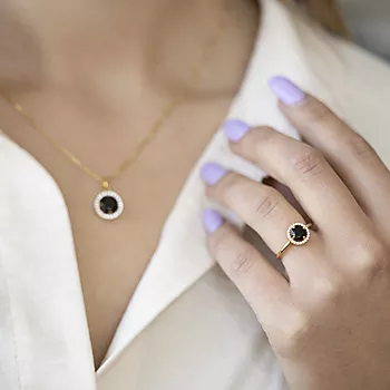 Bilde nummer 4 av Pan Jewelry, Ring i forgylt sølv med zirkonia og nano glasssten