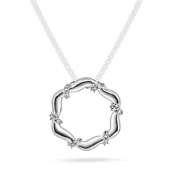 Pan Jewelry, Anheng i 585 hvitt gull med diamanter 0,03 ct og sirkel