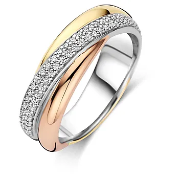 Ring i 925 flerfarget sølv med zirkonia