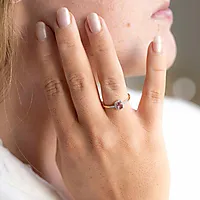 Bilde nummer 3 av Diamantring i 585 gull 0,08 ct og turmalin
