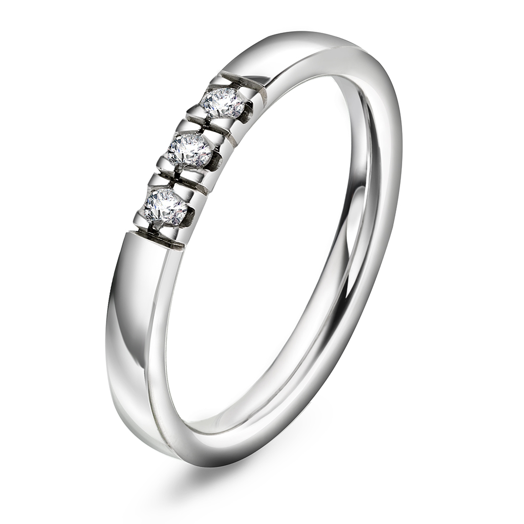 Pan Jewelry, Lady alliansering i 585 hvitt gull med diamant 0,15 ct TWSI