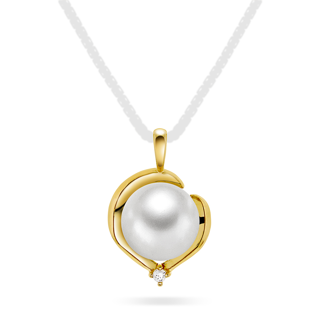 Pan Jewelry, Anheng i 585 gult gull med ferskvannsperle og zirkonia