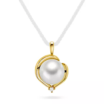 Pan Jewelry, Anheng i 585 gult gull med ferskvannsperle og zirkonia