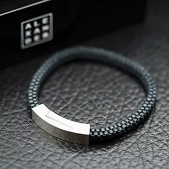 Bilde nummer 3 av Alexander, Armbånd i stål med blå skinnrem