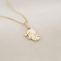 Bilde nummer 2 av Smykke til barn i 585 gult gull med engel