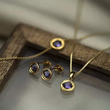Bilde nummer 3 av Pan Jewelry, Øredobber i forgylt 925 sølv med ametyst